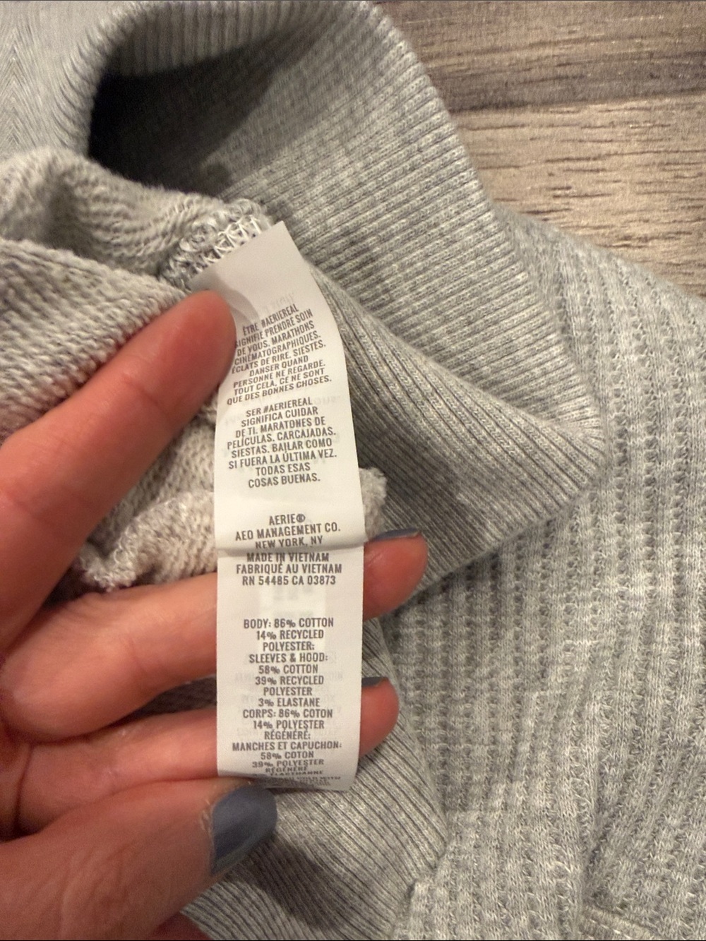 Aerie Essential Waffle Hoodie Gray Size XS - Picture 9 of 12